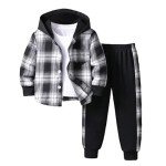 Toddler Boy Plaid Hoodie and Sweatpants Set