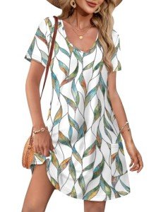 OFEEFAN Plus Size Floral Summer Dress with Pockets