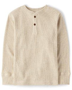 Kids' Long Sleeve Thermal Henley Shirt, Size M