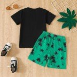 Coconut Tree Print Tee and Shorts Set for Kids