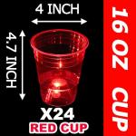 Light Up Glow in the Dark Red Party Cups - 24 Pack