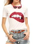 Rocky Horror Lip Print Sequined T-Shirt 