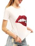 Rocky Horror Lip Print Sequined T-Shirt 