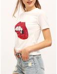 Rocky Horror Lip Print Sequined T-Shirt 