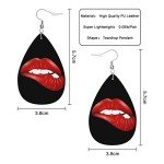 Rocky Horror Red Lips Faux Leather Teardrop Earrings