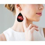 Rocky Horror Red Lips Faux Leather Teardrop Earrings