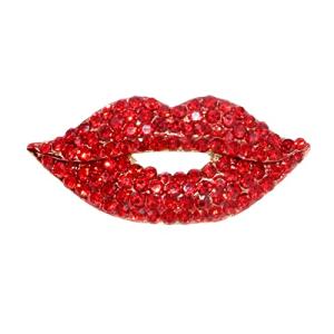 Rocky Horror Red Crystal Lips Brooch Pin