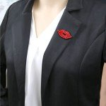 Rocky Horror Red Crystal Lips Brooch Pin