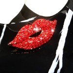Rocky Horror Red Crystal Lips Brooch Pin