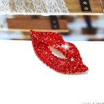 Rocky Horror Red Crystal Lips Brooch Pin