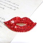 Rocky Horror Red Crystal Lips Brooch Pin