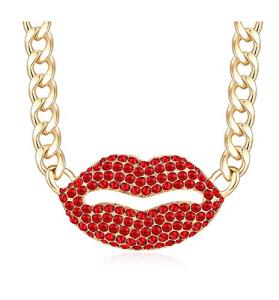 Rocky Horror Lip Necklace with Chunky Chain