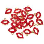 Red Lips Charms for Jewelry & Crafts - 20 Pieces