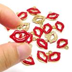 Red Lips Charms for Jewelry & Crafts - 20 Pieces
