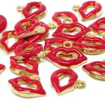 Red Lips Charms for Jewelry & Crafts - 20 Pieces
