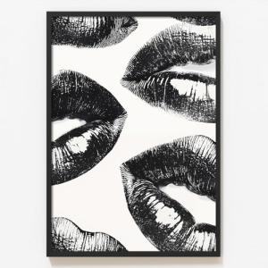 Rocky Horror-Inspired Black and White Lips Wall Art