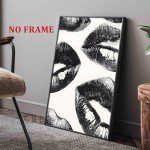Rocky Horror Inspired Black and White Lips Wall Art