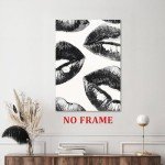 Rocky Horror Inspired Black and White Lips Wall Art