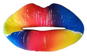 Rocky Horror Inspired Rainbow Lips Microbead Accent Pillow LGBTQ+