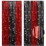 Rocky Horror Picture Show Black and Red Tinsel Fringe Curtain Set Party Decorations