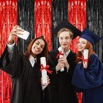 Rocky Horror Picture Show Black and Red Tinsel Fringe Curtain Set Party Decorations