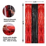 Rocky Horror Picture Show Black and Red Tinsel Fringe Curtain Set Party Decorations