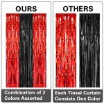 Rocky Horror Picture Show Black and Red Tinsel Fringe Curtain Set Party Decorations