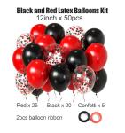 Rocky Horror Red & Black Party Balloons, 50pcs