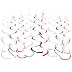 Rocky Horror-Inspired Red, Black and Silver Foil Swirl Streamers Decorations - 21 Pack