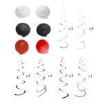 Rocky Horror-Inspired Red, Black and Silver Foil Swirl Streamers Decorations - 21 Pack