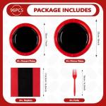 Rocky Horror Red and Black Party Plates, Napkins and Utensils Set