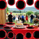 Rocky Horror Red and Black Party Plates, Napkins and Utensils Set