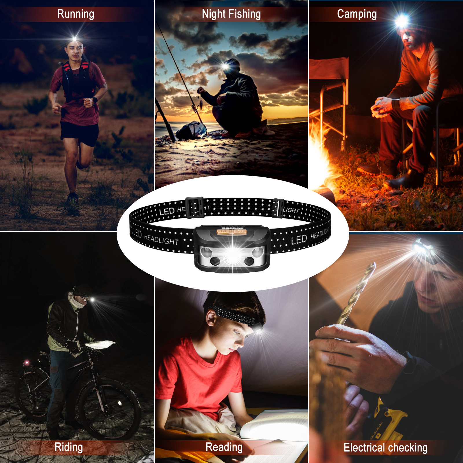 SGODDE Waterproof Sensor Headlamp, 1000 Lumens