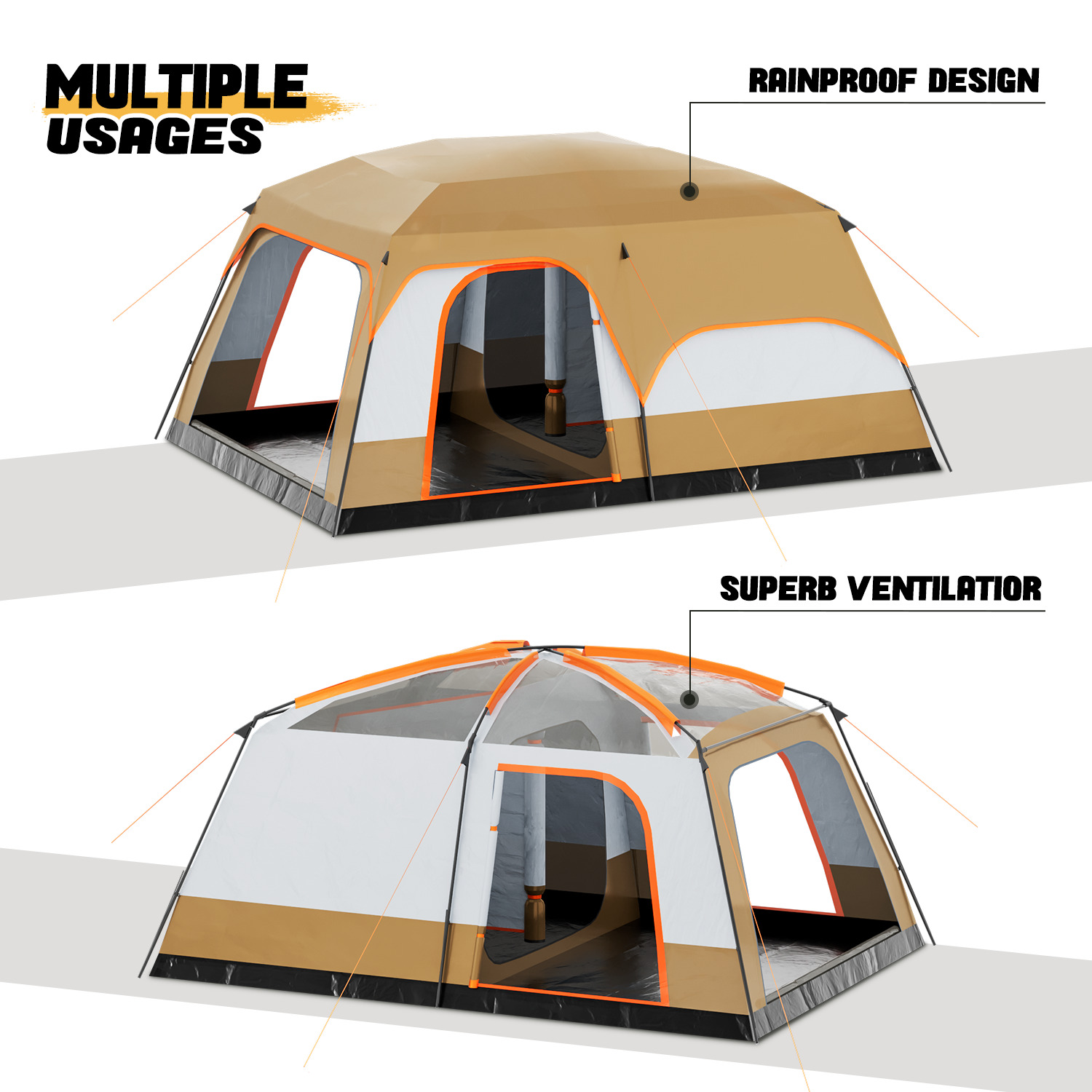 Family Camping Hiking Tent: 5-8 Person Instant Cabin