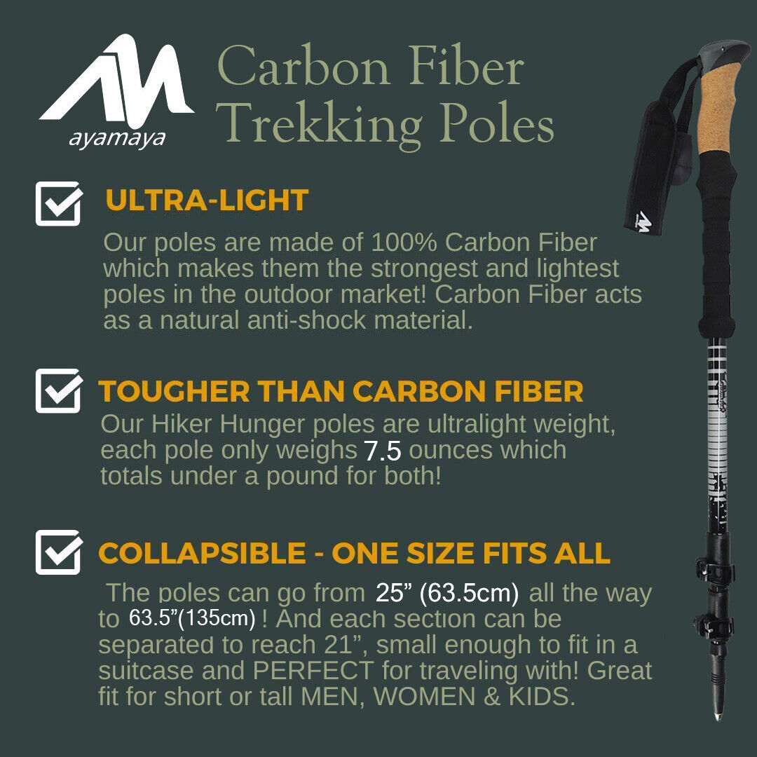 Ultralight Collapsible Hiking Sticks - Carbon / Alloy