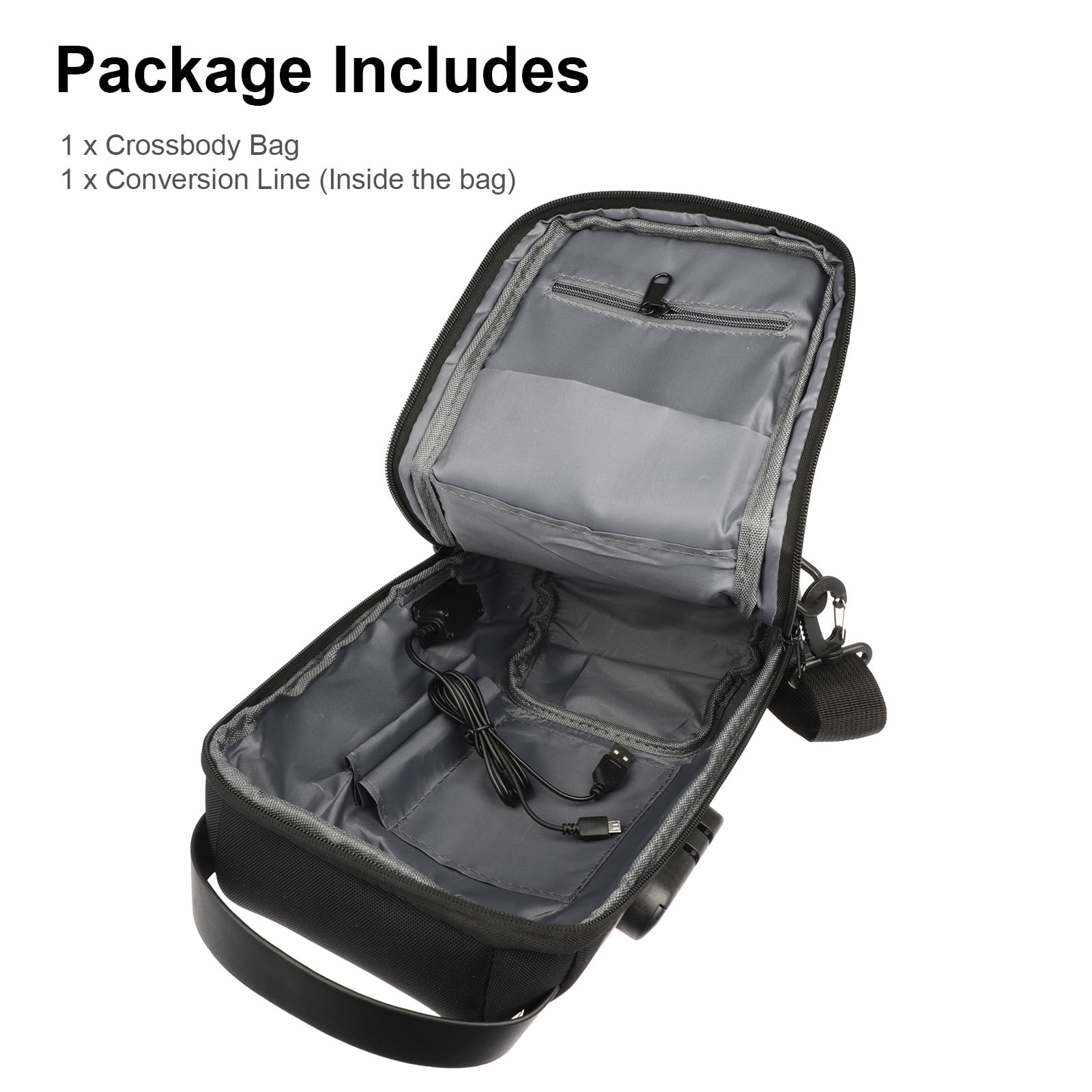 Waterproof Hiking Sling Bag with USB Charging Port