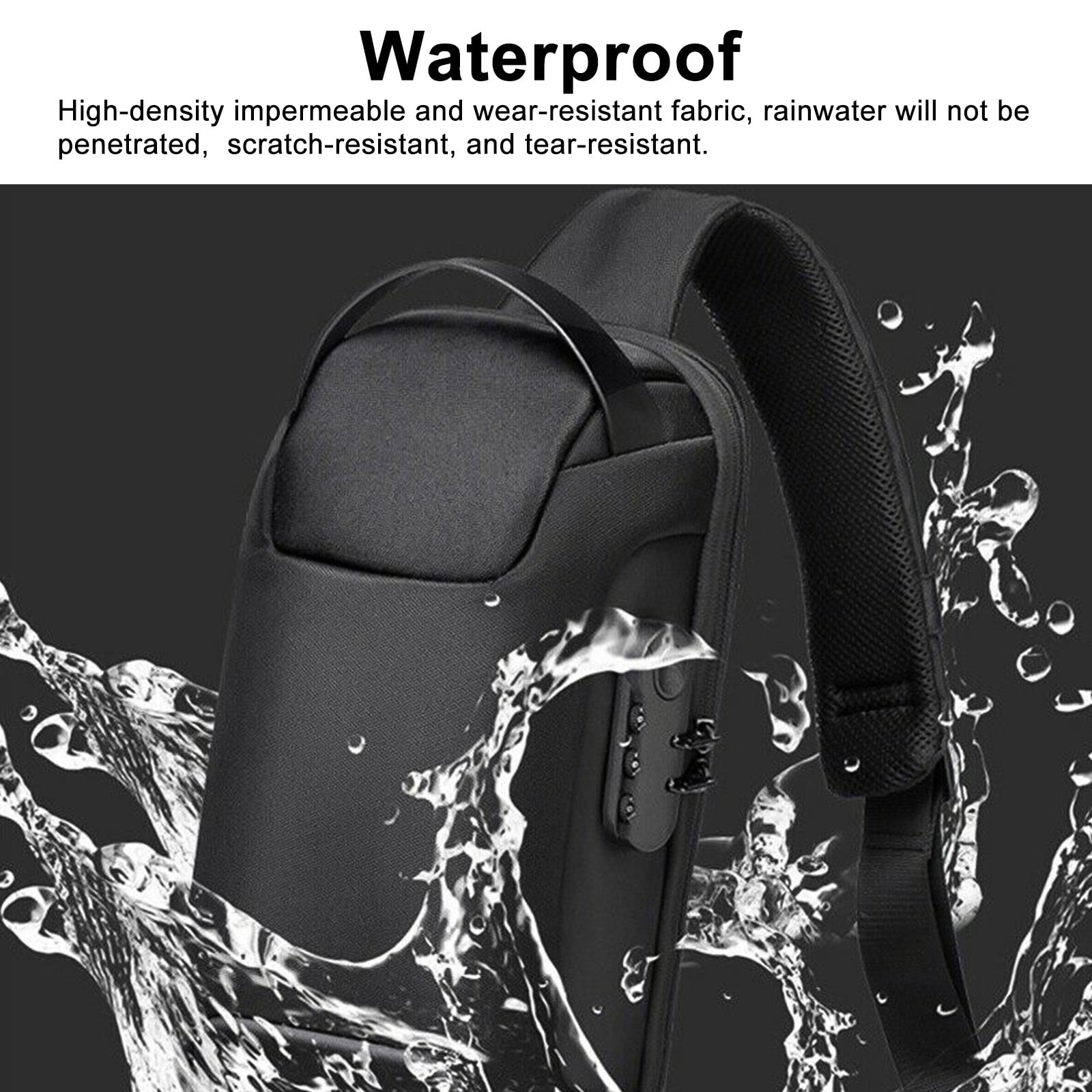 Waterproof Hiking Sling Bag with USB Charging Port