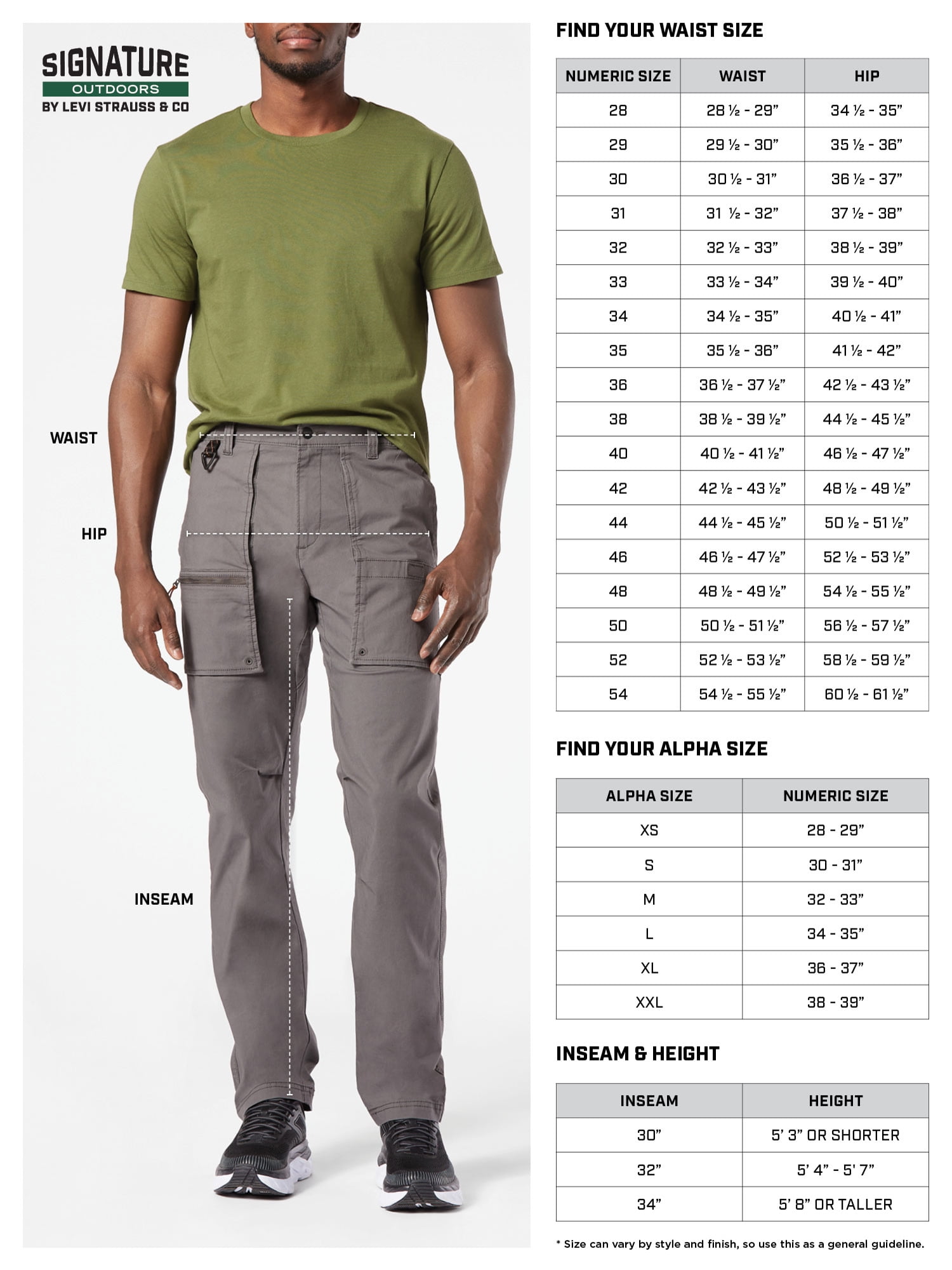 Levi's Men's Outdoor Utility Hiking Pants in Various Sizes