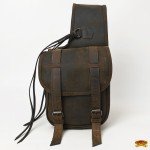 Dark Brown Soft Leather Saddle Bag for Hiking
