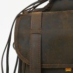 Dark Brown Soft Leather Saddle Bag for Hiking