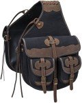 Western Saddle Canvas and Leather Trail Riding Saddle Bags - 3 Color Choices