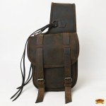 Leather Saddle Bag for Hiking - Dark Brown