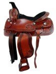 Floral Tooled Leather Horse Saddle and Tack Set