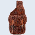 Heavy-Duty Floral Leather Saddle Bag for Trails