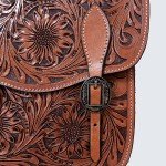 Heavy-Duty Floral Leather Saddle Bag for Trails