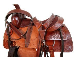Brown Tooled Leather Western Saddle for Horses