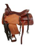 Brown Tooled Leather Western Saddle for Horses