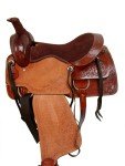 Brown Tooled Leather Western Saddle for Horses