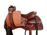 Brown Tooled Leather Western Saddle for Horses