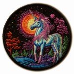 Unicorn Patch Iron-On Applique for Hiking Gear